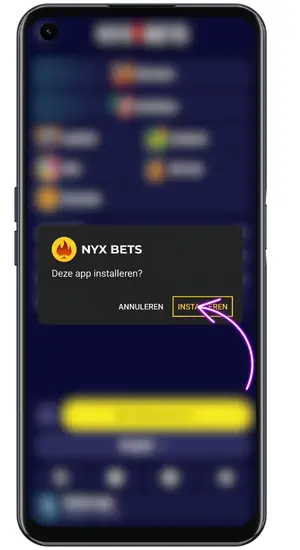 Sta installatie vanuit browser toe op Android Nyxbets