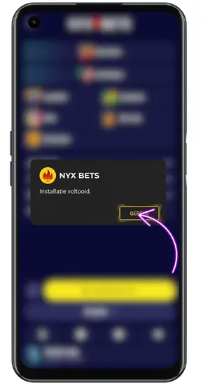 Voltooi de installatie Nyxbets door de standaard Android-stappen te volgen