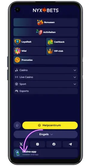 Download het installatiebestand op je Android-toestel Nyxbets
